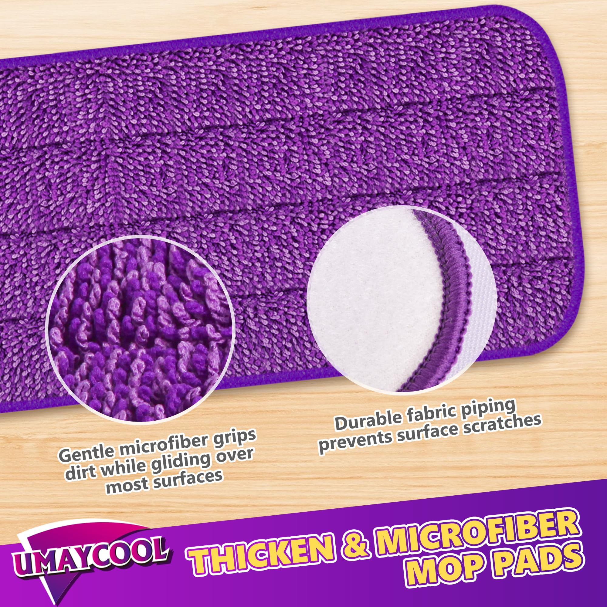 Reusable Mop Pads Refills for Swiffer WetJet, Wet Pads Refill Microfiber Mop Replacement Machine Washable Up to 100 Times for Floor Cleaning Wet Dry Use for All Floor Types, 6 Pack