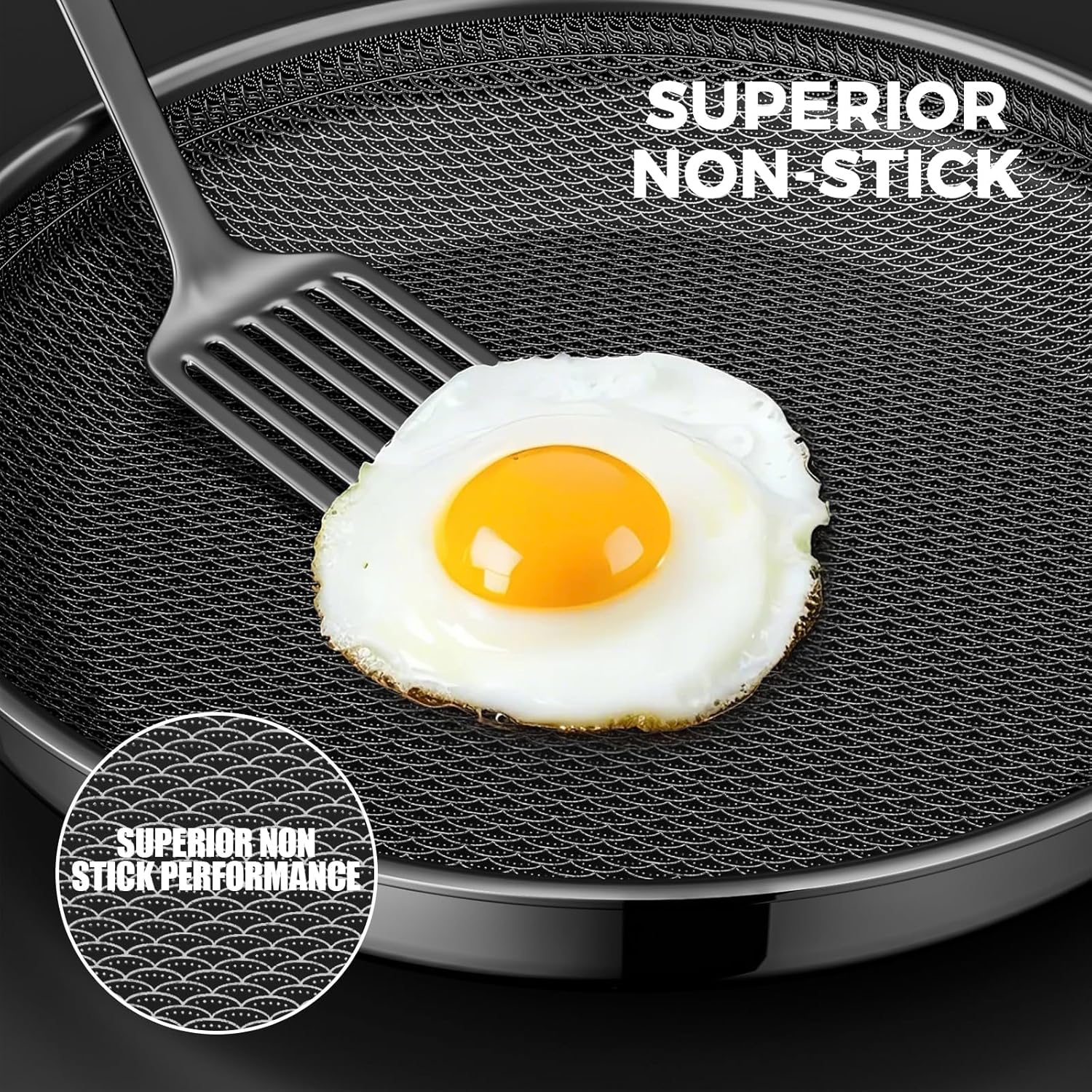 Skiennix Nonstick Frying Pan - 9.5 Inch Hybrid Design with Stay-Cool Handle | Dishwasher Safe & Oven Safe