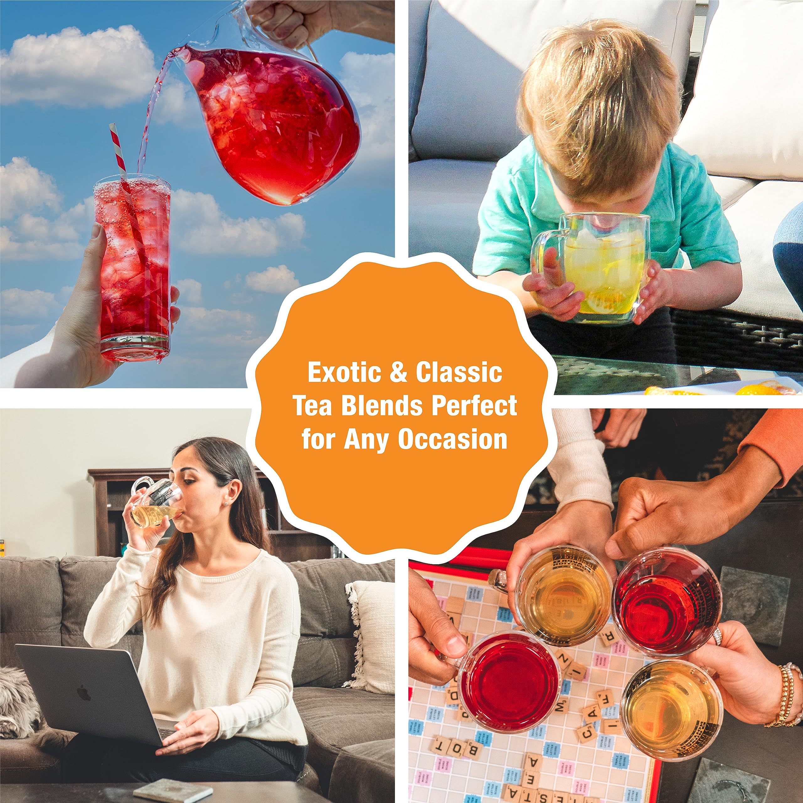 Tiesta Tea - Fruity Tea Sampler Dry Flight Set, Loose Leaf, No Caffeine, Makes Hot and Iced, Assorted Fruit Brews with Mango, Peach, Orange Drinks & More, 8 Resealable Sample Pouches