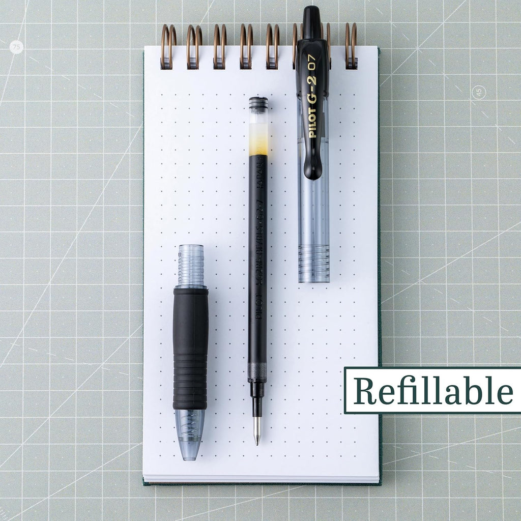 PILOT G2 Premium Gel Pens - Refillable & Retractable, Fine Point, Black Ink | 12 Count Pack