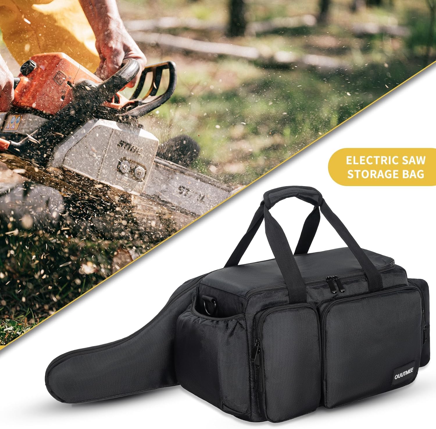 Skiennix Chainsaw Carrying Case - Waterproof Foldable Storage Bag for EGO, Dewalt & Greenworks 10/12 Inch