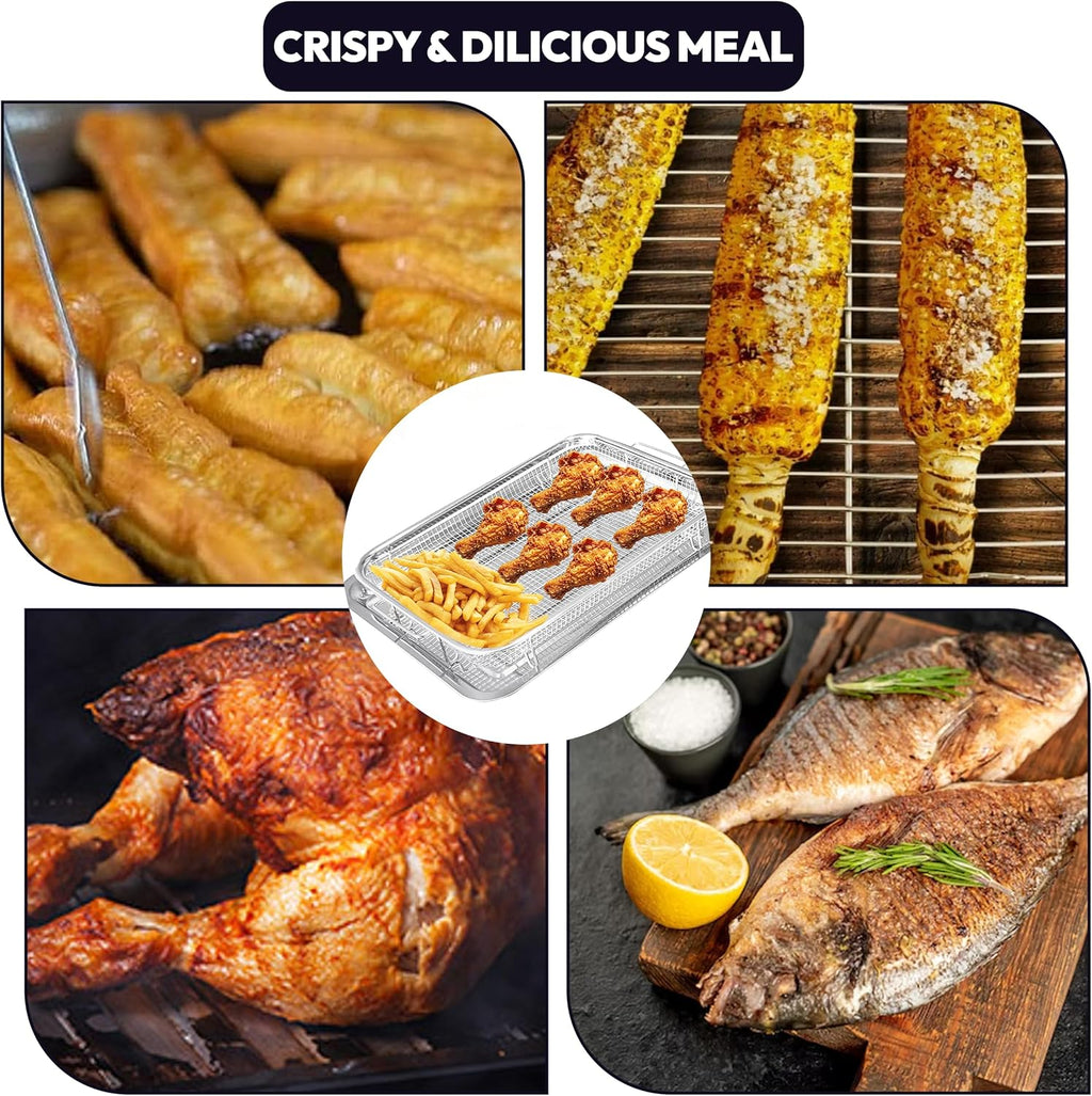 OvenCrisp Air Fryer Basket Set - 15.6" X 11.6" Stainless Steel Pan & Crisper Tray with 30 Parchment Papers