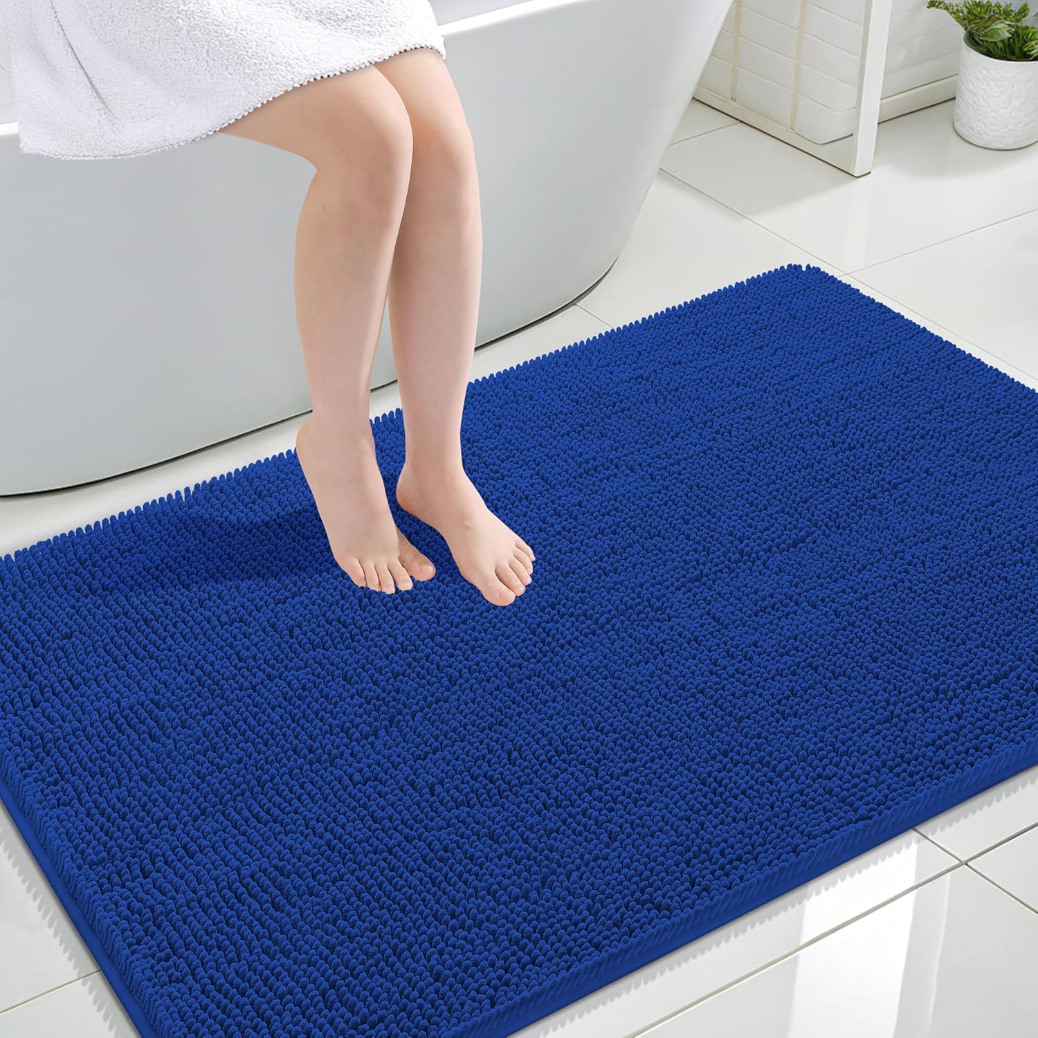 OLANLY Large Bathroom Rugs - Extra Soft Chenille Bath Mats | Quick-Dry, Machine Washable, 44x32 Royal Blue