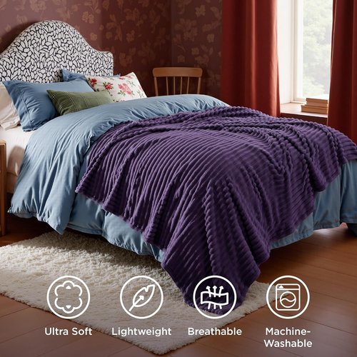 Bedsure GentleSoft Purple Fleece Blanket - Cozy Soft Throw for Couch | 60x80 Inches