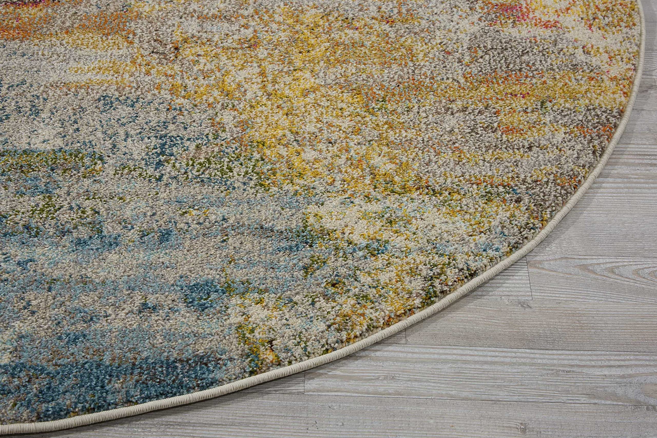 Nourison Home Celestial Sealife 5'3" x Round Area Rug - Easy Clean, Non Shedding, Bed Room, Living Room, Dining Room, Kitchen (5' x Round)