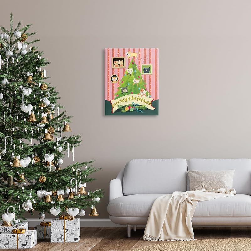 Meowy Christmas Cat Wall Art - 24 x 30 Canvas by Stupell Industries (Variation: Meowy Christmas Cat_v2+30"L x 24"W)