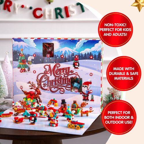 JOYIN 2025 Christmas Advent Calendar Building Blocks, 24 Days Christmas Theme Countdown Building Toy Set for Boys Girls, Xmas Party Favor Supplies, Classroom Prizes, Kids Xmas Gifts