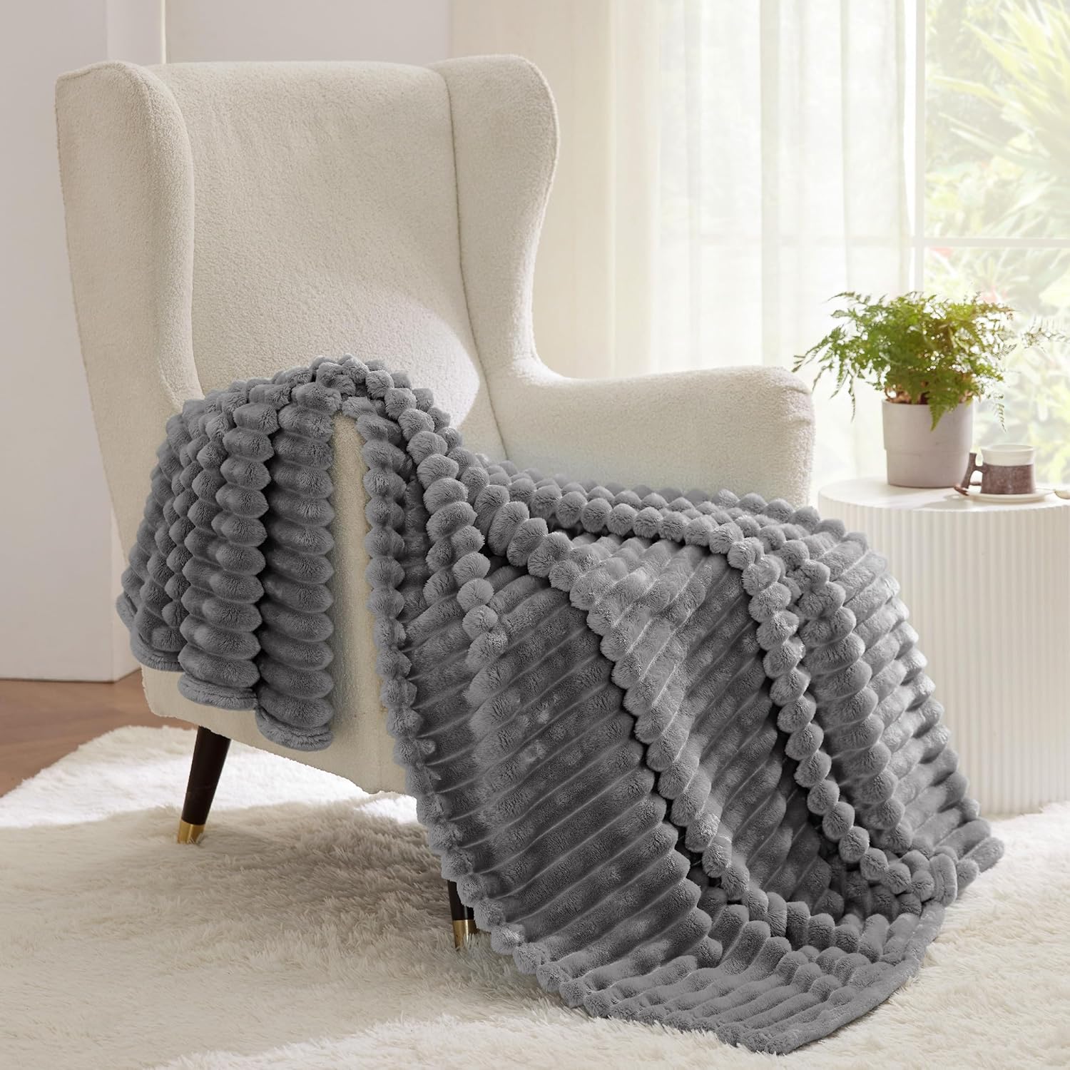Bedsure GentleSoft Twin Blanket - Cozy Frost Gray Throw for Women | Soft and Stylish 66x90 Inches