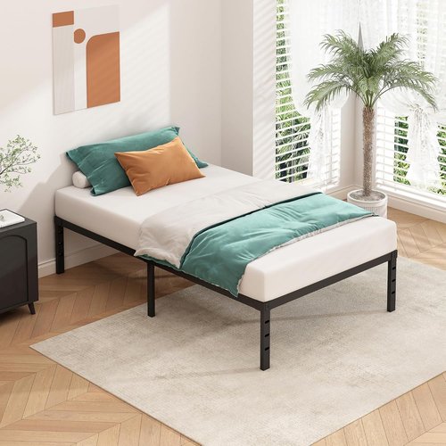 HLIPHA Metal Platform Bed Frame - 16-Inch Tall Twin Size with Heavy-Duty Support Slats | Easy Assembly, Black