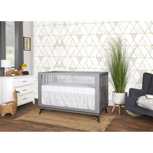Evolur Acrylic Millennium 4 in 1 Convertible Crib Toddler Rail I Easily Coverts to Toddler Bed & I Acrylic Slats, Pebble Grey (702AC-PG)