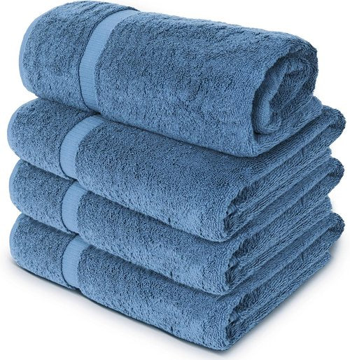 Chakir Turkish Linens | Luxury 100% Cotton Turkish Towels - Soft, Absorbent, Extra Large (30x60 Inches, Set of 4 - Wedgewood)