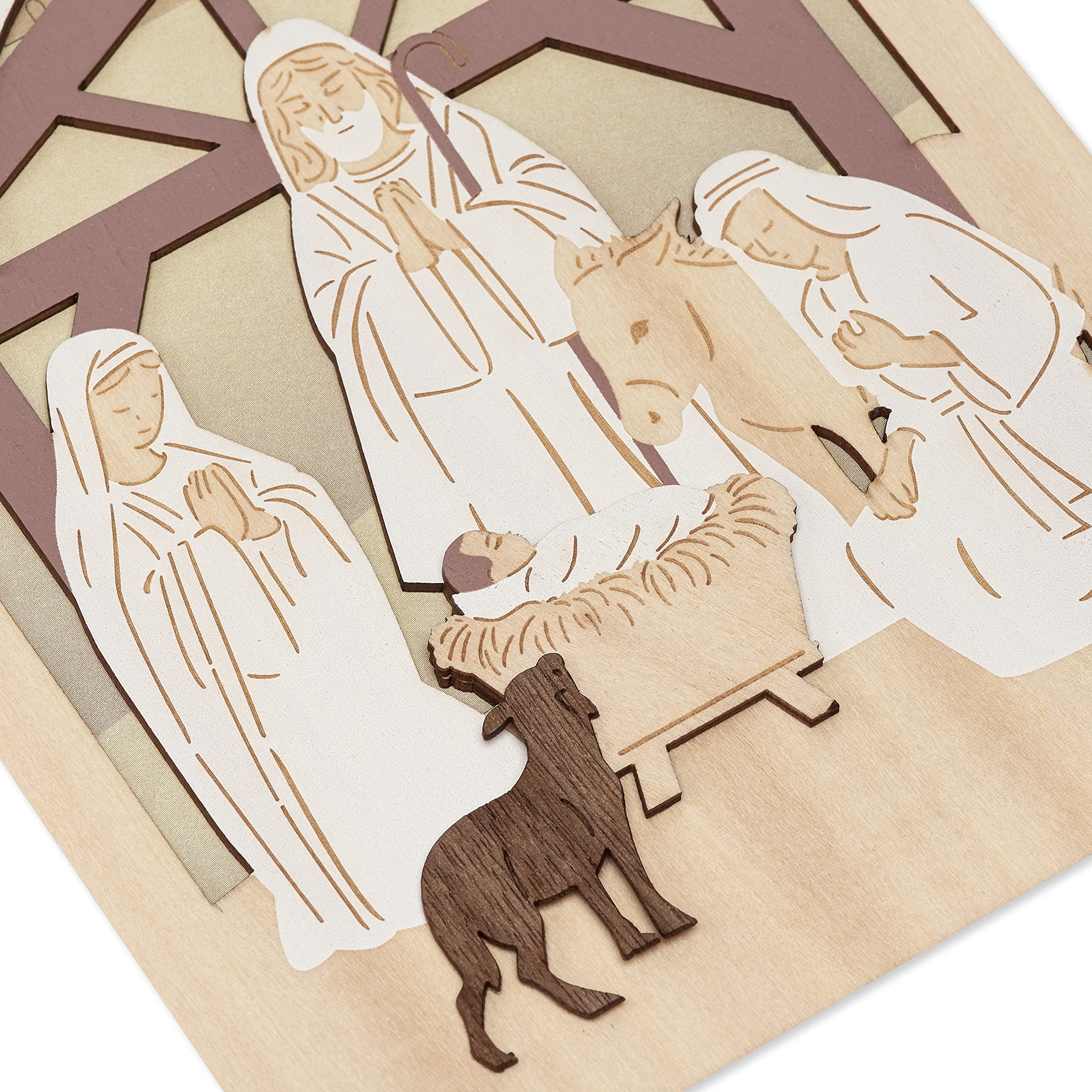 Papyrus Religious Christmas Card with Wooden Manger Nativity Scene (A Child is Born)
