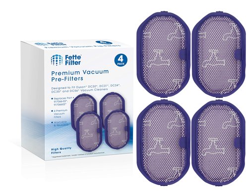 Fette Filter -917066-02 Vacuum Filter Compatible with Dyson DC30, DC31, DC34, DC35, DC44 Digital Slim, and DC56 vacuum cleaners Compare to Pre-filter Part # 917066-02. Pack of 4
