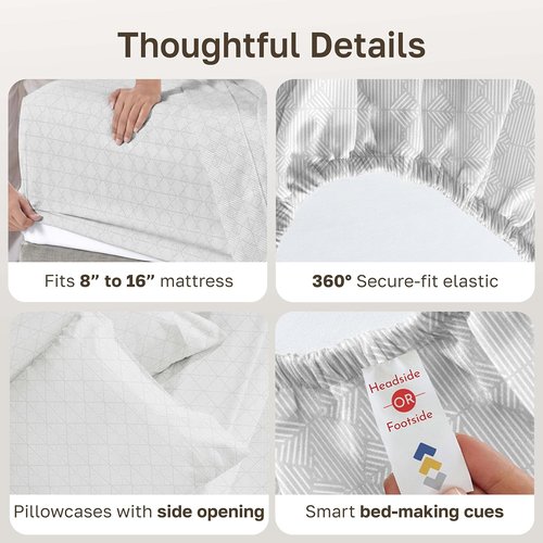 California Design Den Cal King Sheet Set - 100% Cotton, 400 TC, Award-Winning Sateen Finish, Deep Pockets | Crosshatch Taupish - Sage