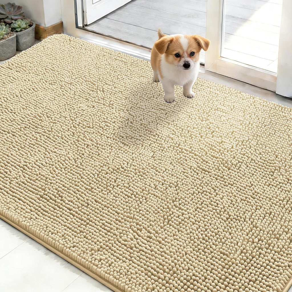 OLANLY Dog Door Mat - Absorbent Non-Slip Chenille Mat for Muddy Paws | 48x30, Quick Dry, Indoor Entryway Carpet