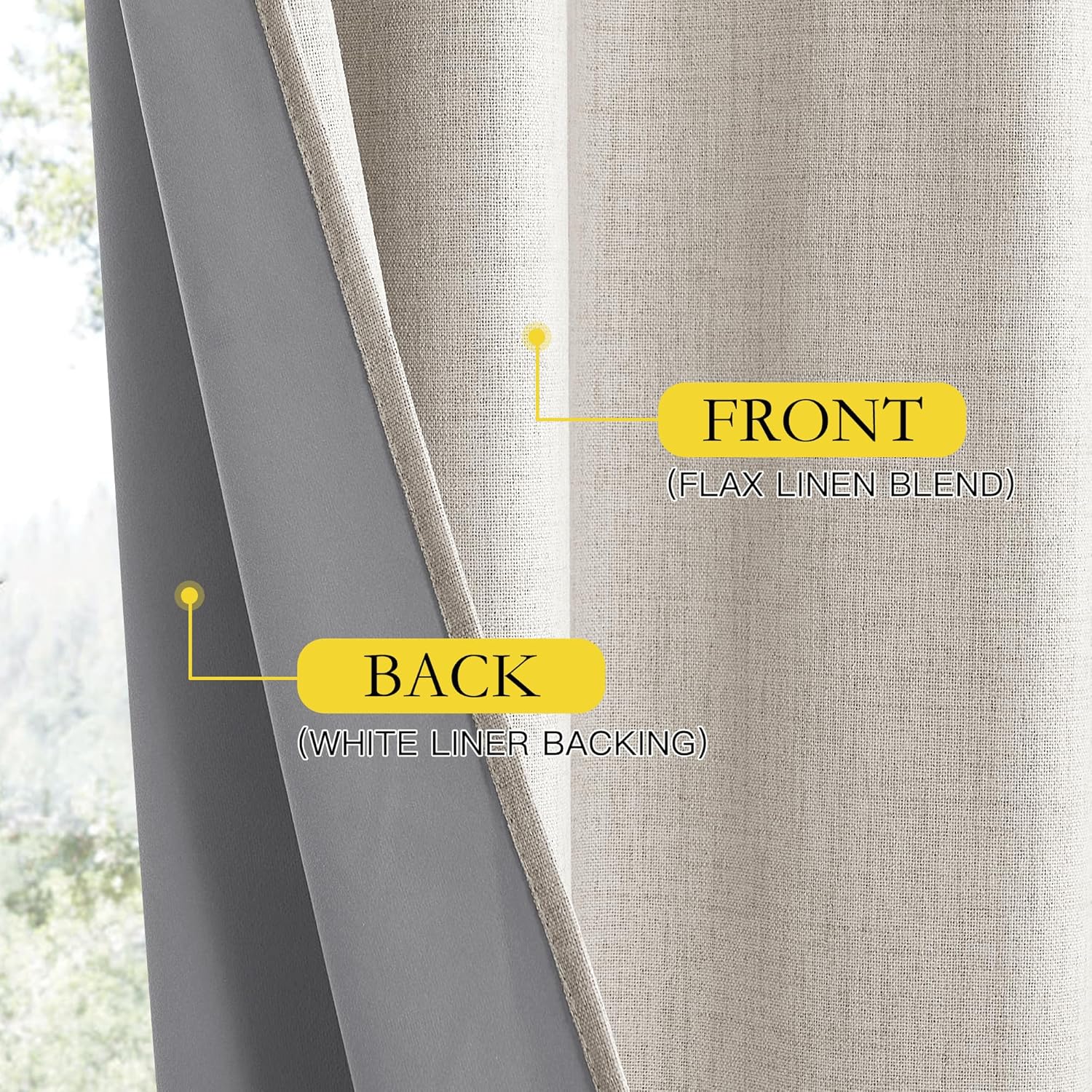 NICETOWN Blackout Thermal Curtains - Vintage Open Linen Weave, 63" Long, Soundproof Drapes, Set of 2, 42" Wide