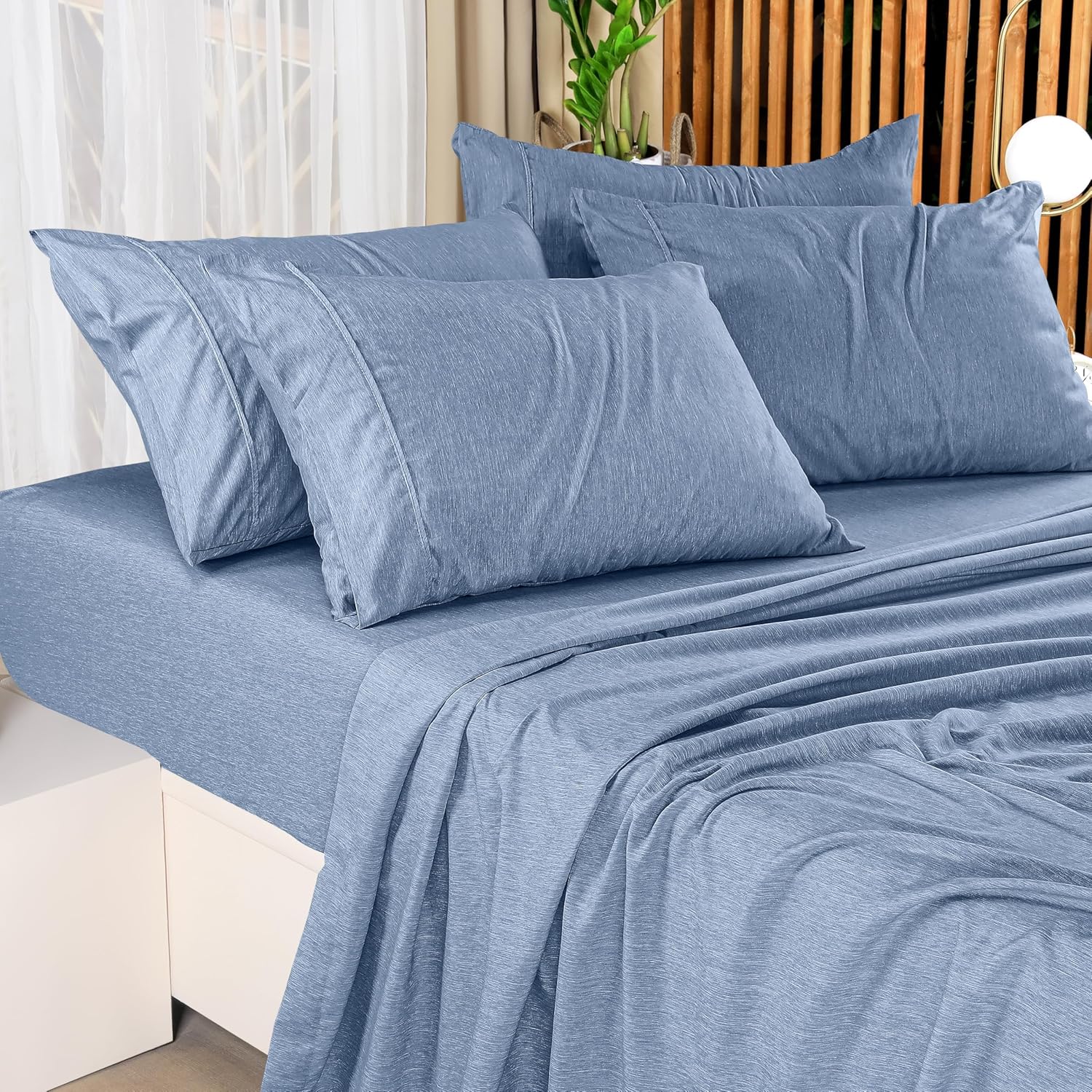 Utopia Bedding California King Size Sheet Set - Soft, Breathable Microfiber, 4-Piece in Heather Navy