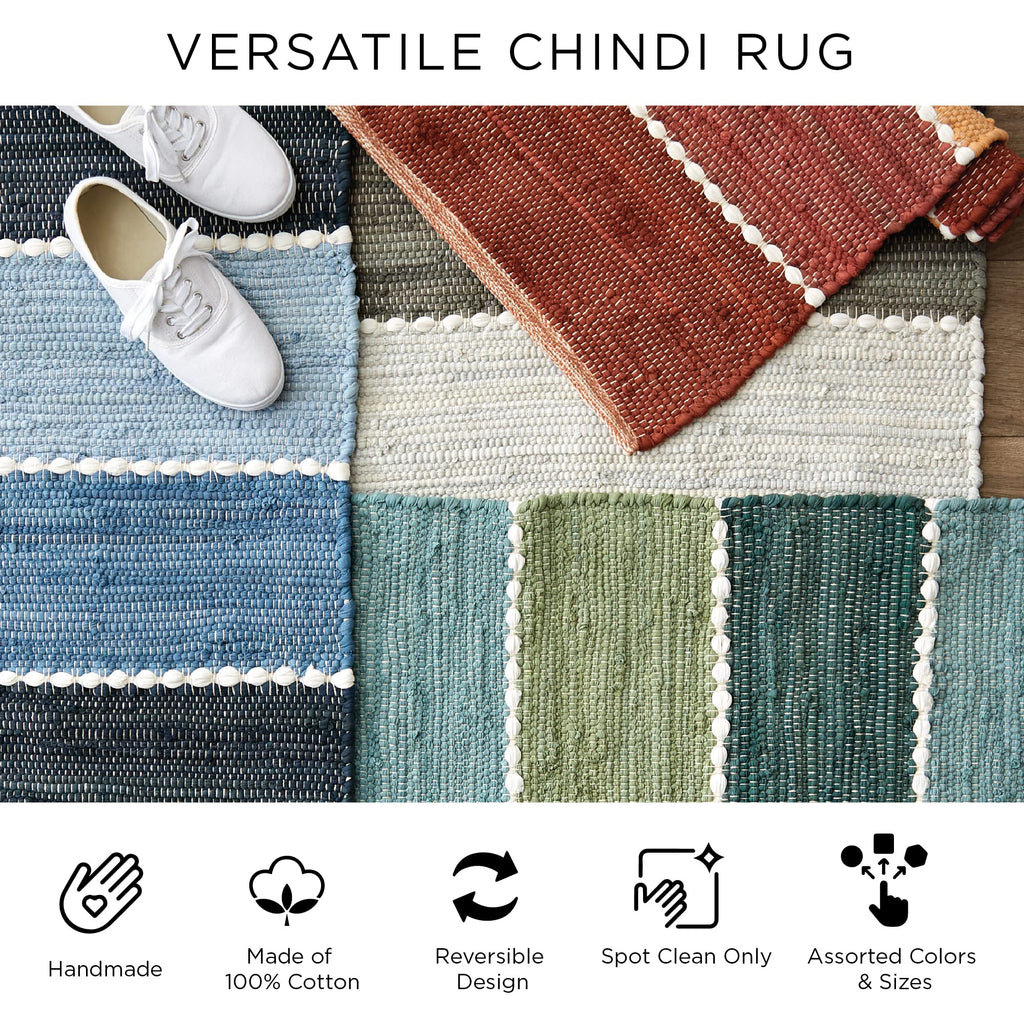 DII Chindi Home Collection Handwoven Multicolor Area Rag Rug, 20x31.5, Black