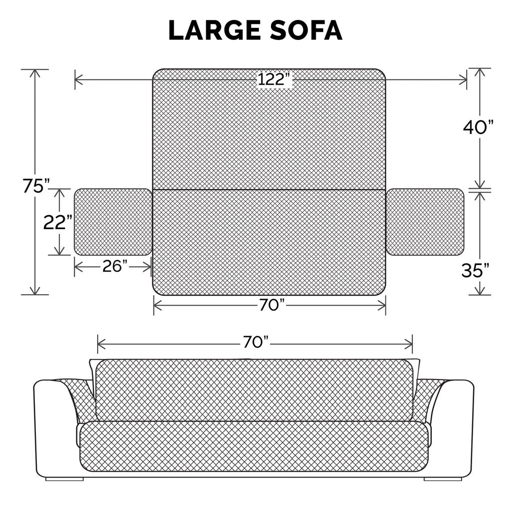 Furhaven Waterproof & Non-Slip Large Sofa/Couch Cover Protector for Dogs, Cats, & Children - Quilted Paw Print Living Room Furniture Cover - Gray, Large Sofa