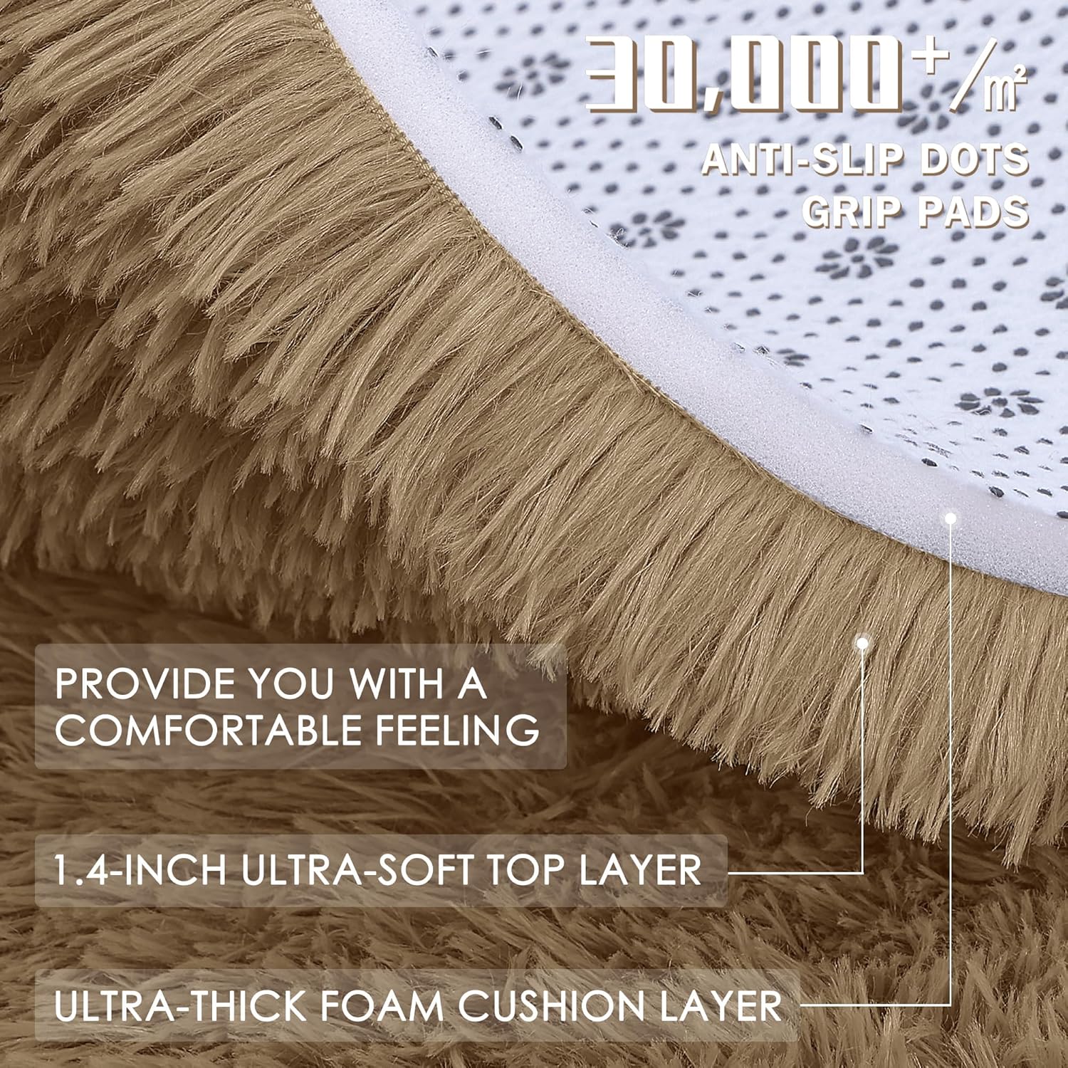 OLANLY Runner Rugs - Soft, Machine Washable 2x8 Shaggy Carpet for Bedroom & Hallway | Taupe Home Decor