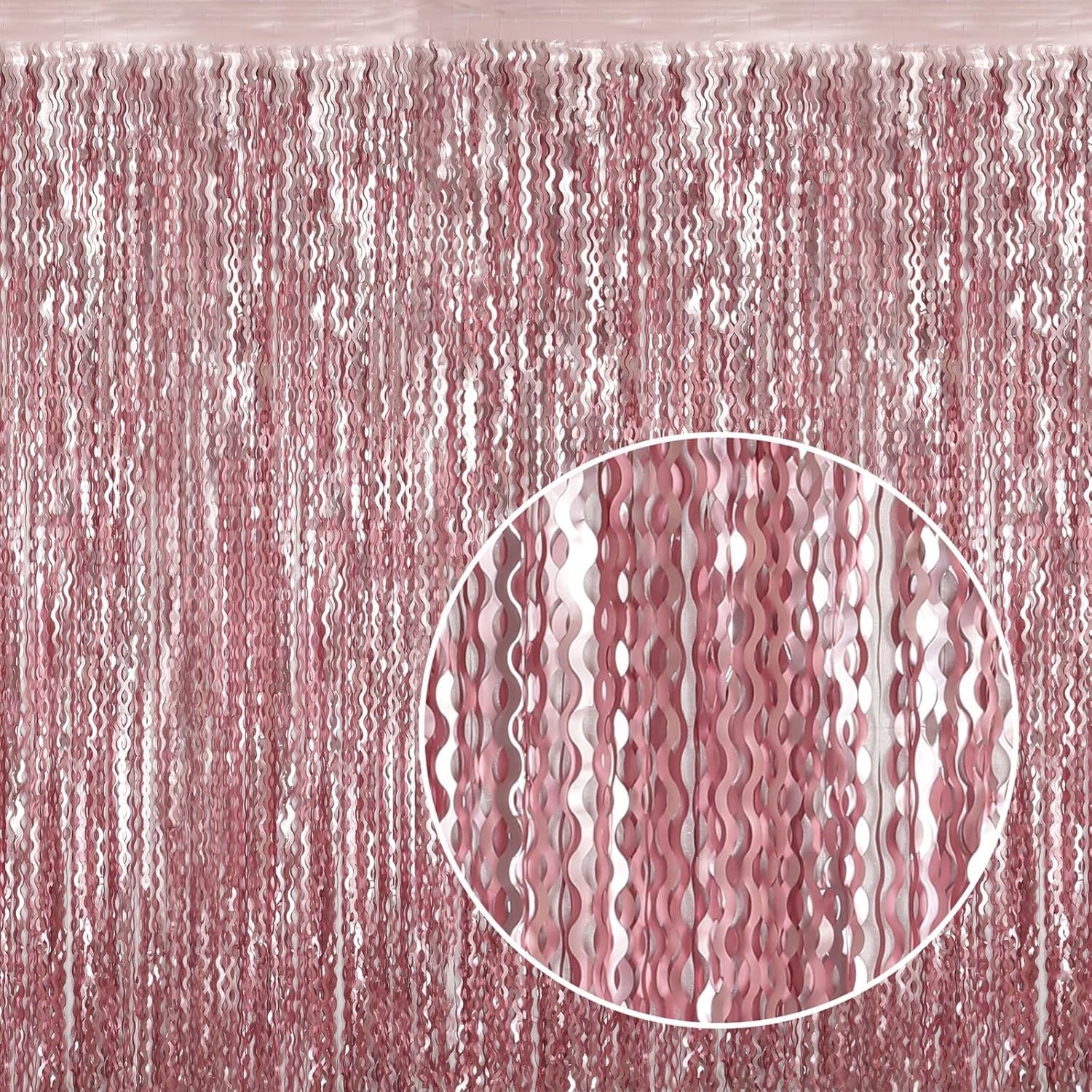 Pink Tinsel Curtain Backdrop by [Brand Name] - 4 Pack Wavy Foil Fringe for Princess Bachelorette Parties