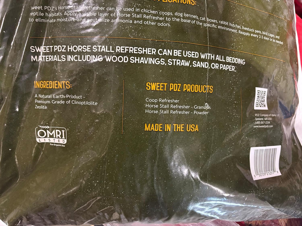 Sweet PDZ Horse Stall Refresher Granules - Odor Eliminator for Fresh Stalls | 40 lbs