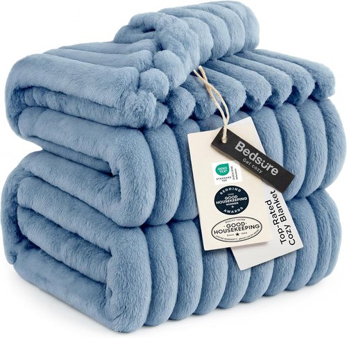 Bedsure GentleSoft Blue Full Blanket - Cozy Fleece Throw for Women | 84x90 Inches, Perfect Birthday Gift