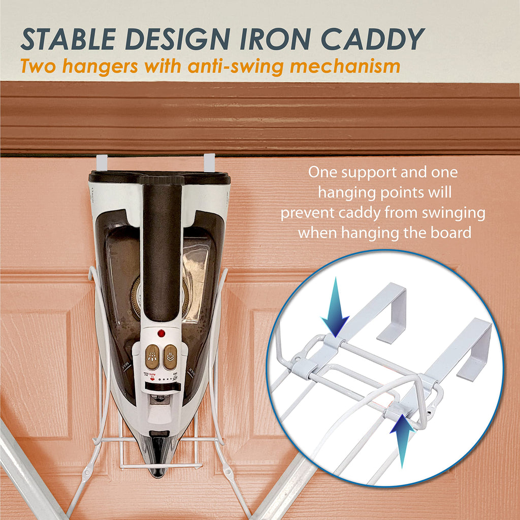 Over The Door Iron Board Caddy - Iron and Ironing Board Storage Organizer, for Y Leg Ironing Board