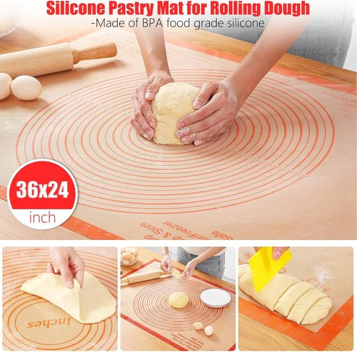 **Silicone Pastry Mat - 36x24 Inch Nonstick Baking Surface for Easy Dough Rolling & Pastry Prep**