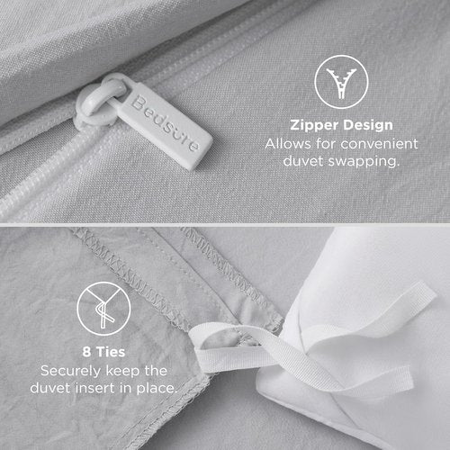 Bedsure California King Duvet Cover - Extra Soft Prewashed Cotton-Like Bedding Set | 104x98 Inches, Zipper Closure & 2 Pillow Shams