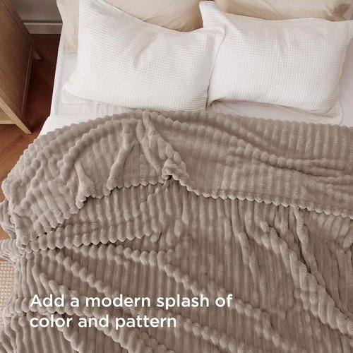 Bedsure GentleSoft Light Brown Fleece Blanket - Cozy, Soft Couch Throw for Women | 108x90 Inches