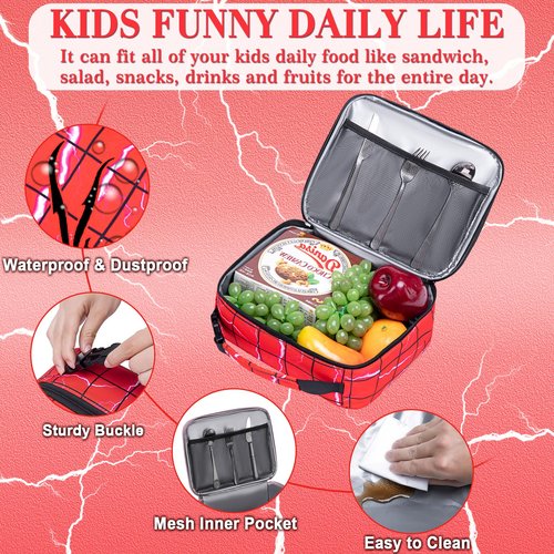 FunnyGifts Small Lunch Bag with Snack Bag for Kids Boys Girls Insulated Lunch Box for School Work Pinic For Back to School Reusable Freezable Small Cooler Bag for Elementary Kindergarten Primary