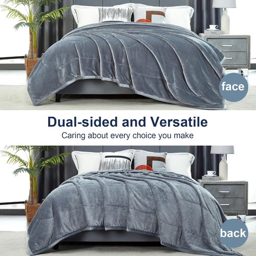DREAMNINE King Size Fleece Bed Blanket - Luxury Soft Flannel, 90" x 108", Cozy Grey Velvet for Winter