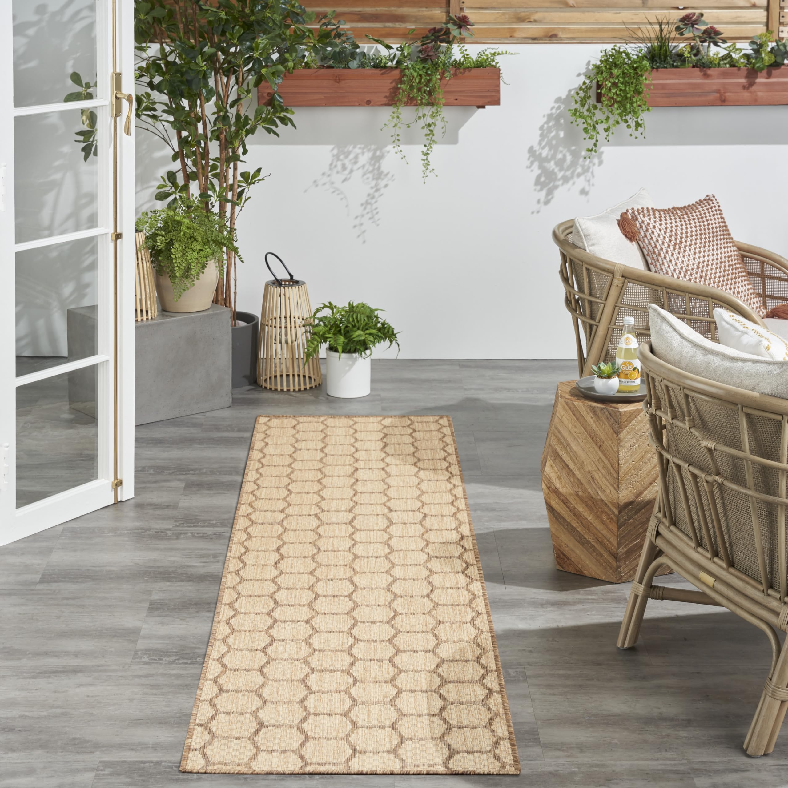 Nourison Home Reversible Indoor Outdoor Natural 4' x 6' Area Rug - Easy Clean, Non Shedding, Bed Room, Living Room, Dining Room, Kitchen (4' x 6')