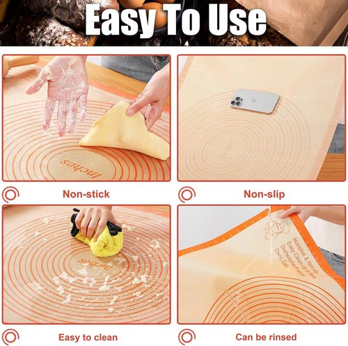 **Silicone Pastry Mat - 36x24 Inch Nonstick Baking Surface for Easy Dough Rolling & Pastry Prep**