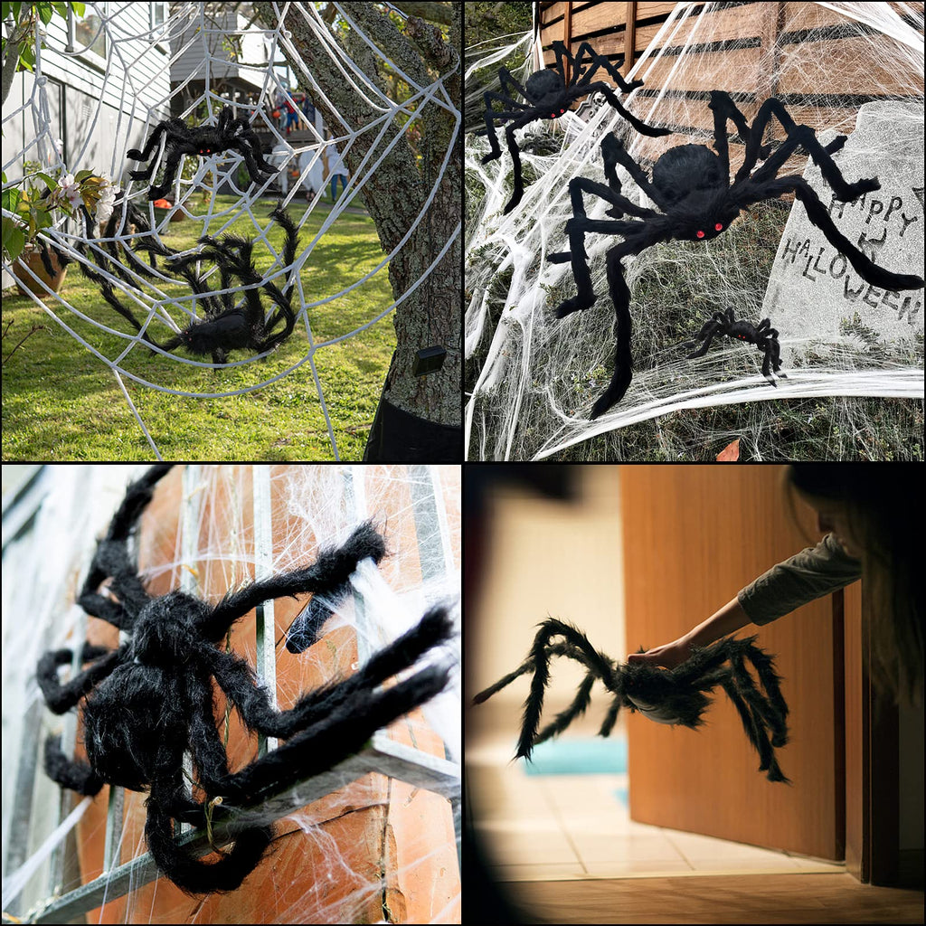 CH HAICHENG 6 Pcs Halloween Spiders Decorations, Giant Hairy Spiders Halloween Decorations Indoor Outdoor Decor