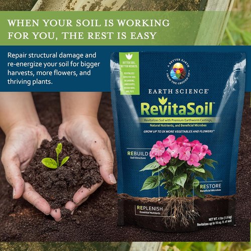 Earth Science RevitaSoil Organic Soil Revitalizer - 4 lb Earthworm Castings for Thriving Gardens & Plants