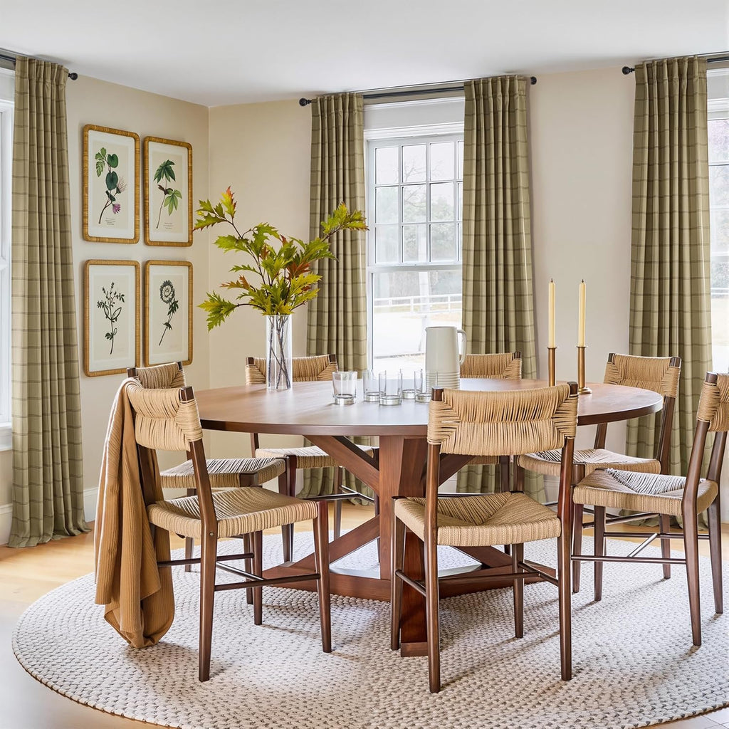 NICETOWN 100% Blackout Curtains - Plaid Farmhouse Design | 84-Inch Long, 2 Panels Set, Thermal Insulated, 52" W, Burlap