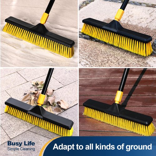 Yocada 18 Inch Push Broom Heavy-Duty Outdoor Commercial Broom Brush Stiff Bristles for Cleaning Patio Garage Deck Concrete Wood Stone Tile Floor 65.3 inch Long