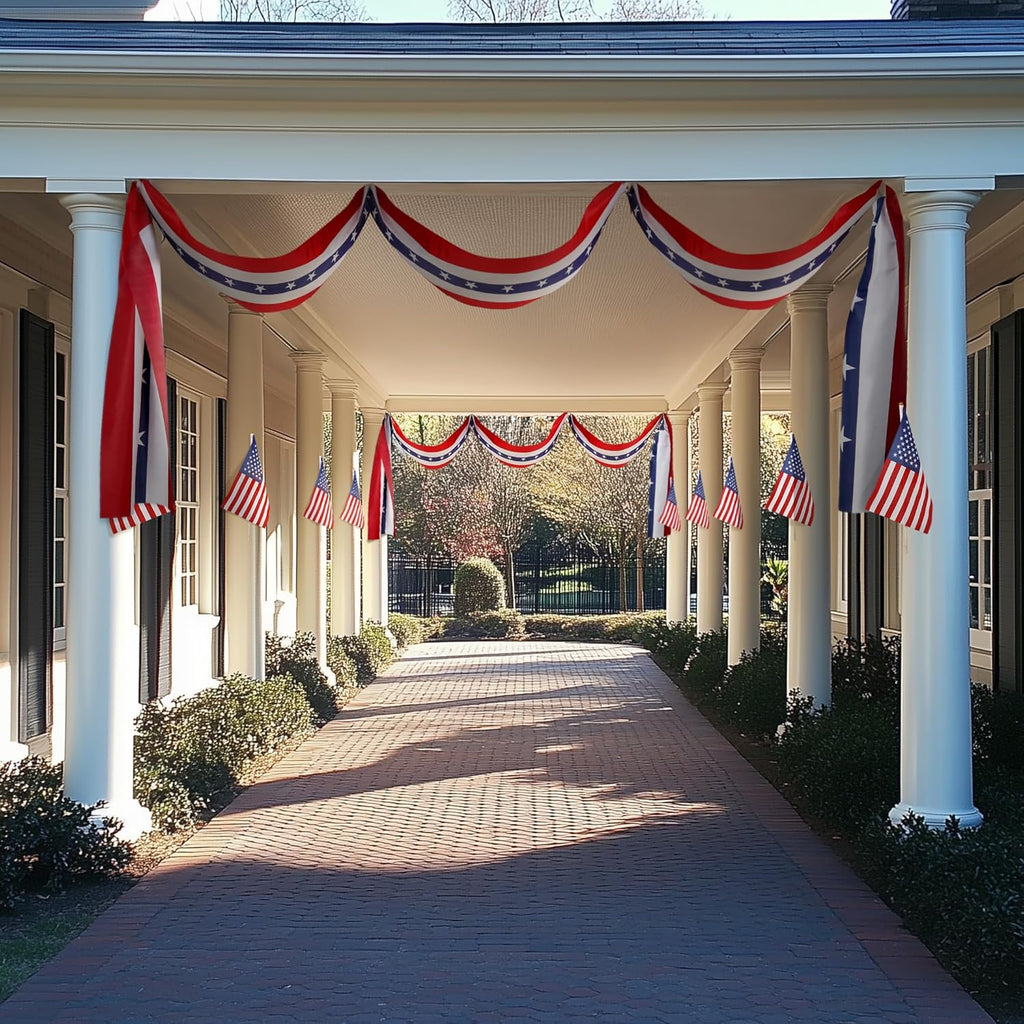 MCJC Patriotic Door Decorations Set - American Flag Bunting & Triangle Garland for 4th of July Display