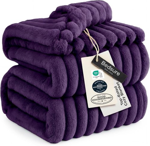 Bedsure GentleSoft California King Size Blanket - Cozy Purple Fleece Throw for Women, 102x96 Inches