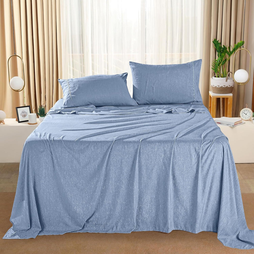 Utopia Bedding California King Size Sheet Set - Soft, Breathable Microfiber, 4-Piece in Heather Navy