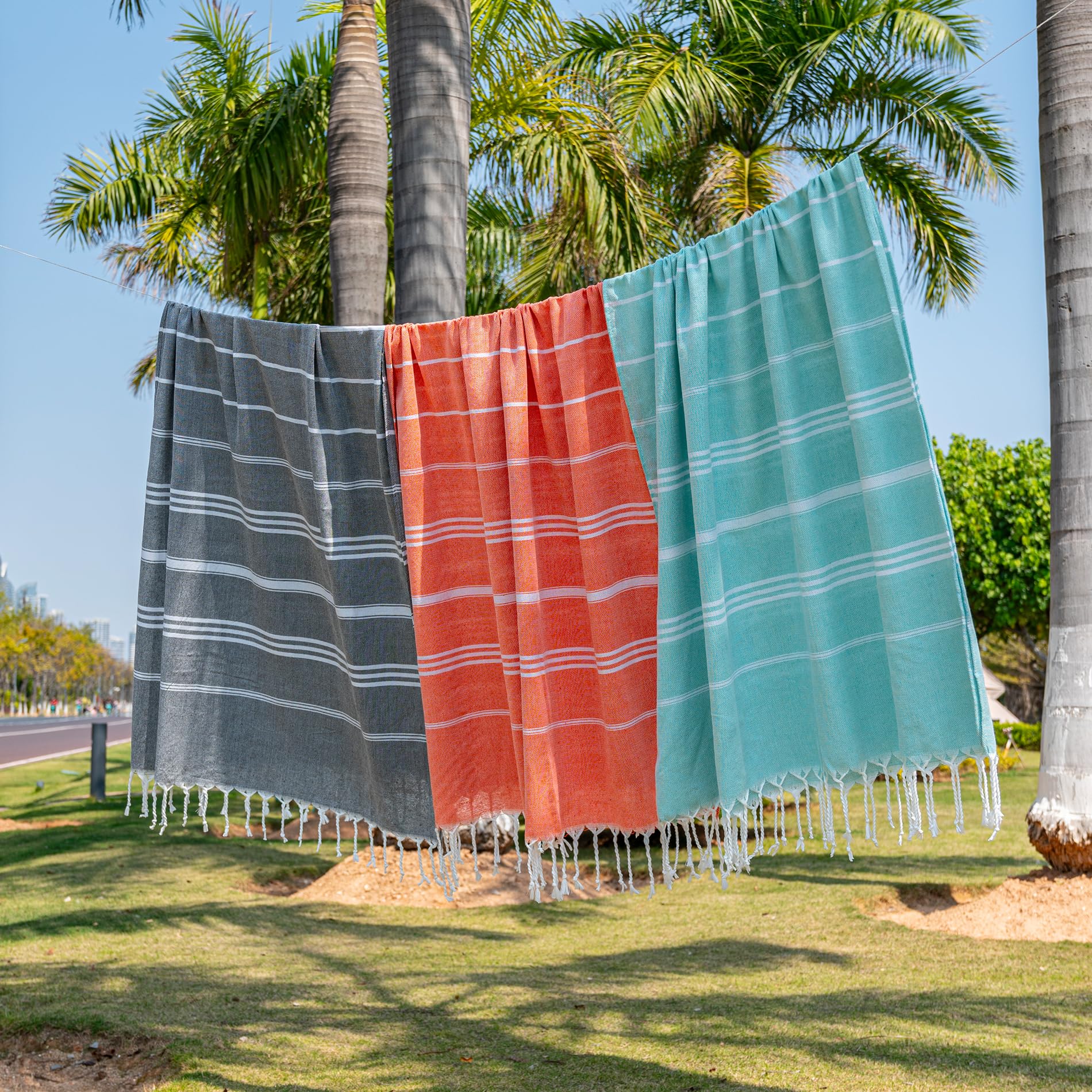 Aegero Turkish Beach Towel, 36"x71" Quick Dry Sand Free Oversized Bath Pool Swim Towel, Lightweight Travel Turkish Towels Vacation Essentials, Blue