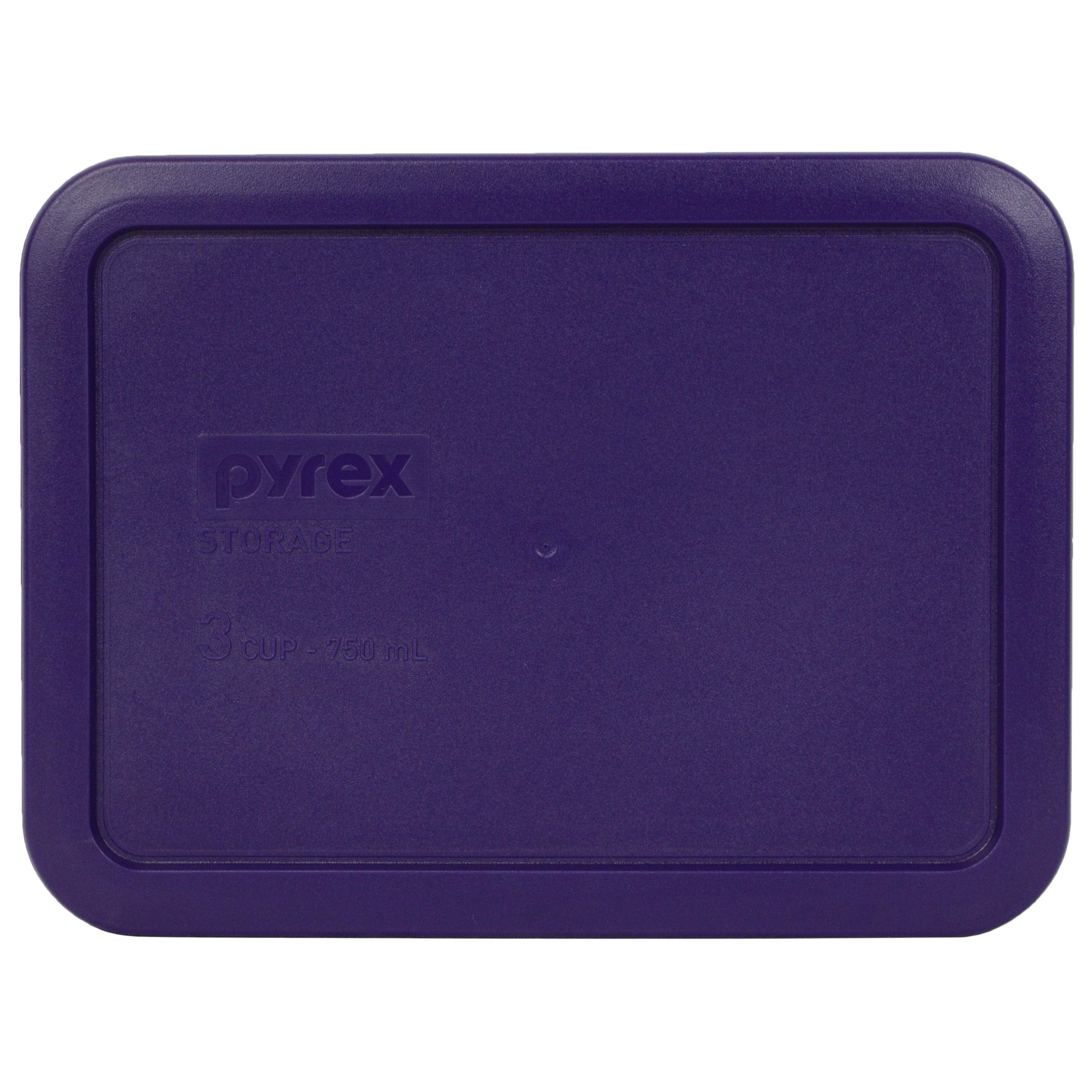 Pyrex 7210-PC 3-Cup (1) Purple, (1) Turquoise, & (1) Edamame Green Food Storage Replacement Lids - Made in USA
