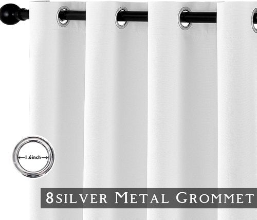 ChrisDowa 100% Blackout Curtains - Pure White Thermal Insulated Grommet Drapes | 63 Inches Long, 2 Panels