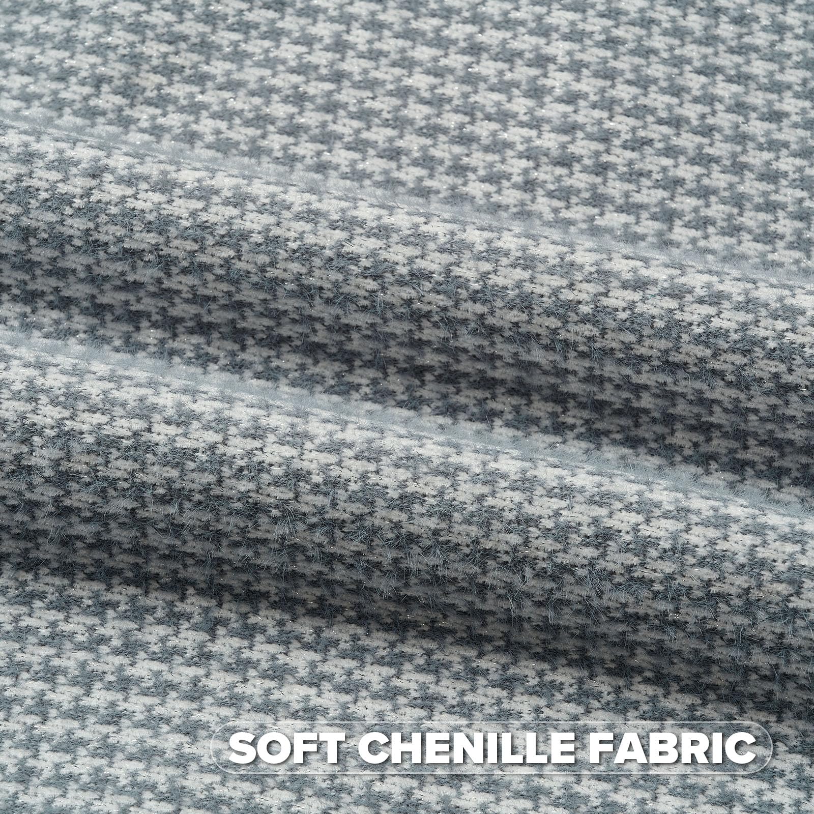 FUTEI Pack of 2 Houndstooth Throw Pillow Covers 18x18 Inch Soft Chenille Gingham Textured Farmhouse Decorative Cushion Case Modern Home Decor for Couch Bedroom Living Room, Grayish Blue