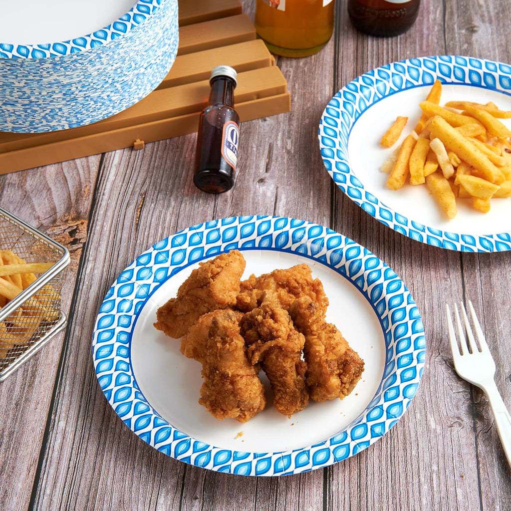 MUCHII Disposable Paper Plates - 8.375 Inch, 300 Count, Soak & Cut Proof for Parties & Gatherings
