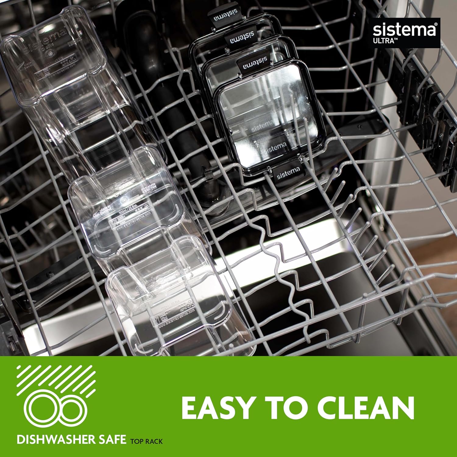 Sistema Tritan Ultra Airtight Kitchen Storage Containers - 5-Pack Clear Stackable BPA-Free