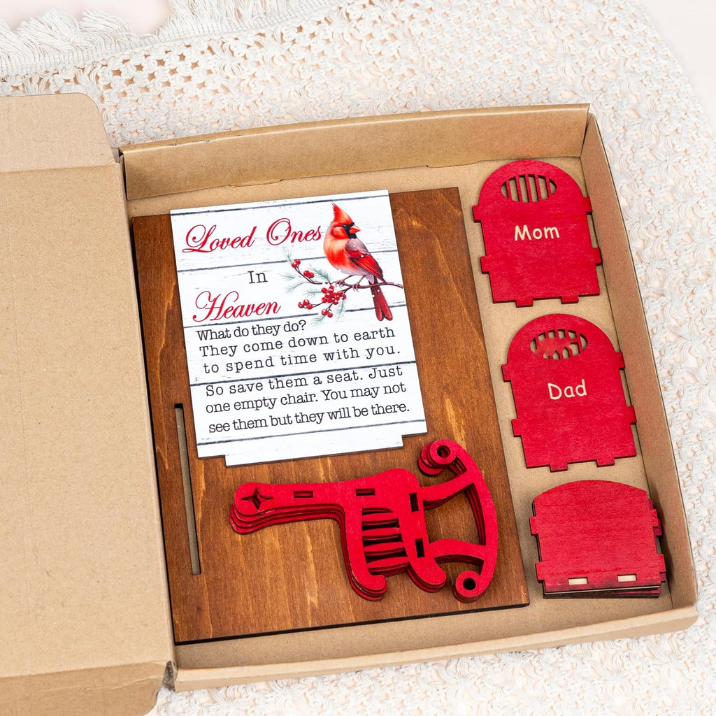 Skiennix Candleholders | Memorial Keepsake Sign with Empty Chair & Cardinal - Personalized Name Decor for Loved Ones