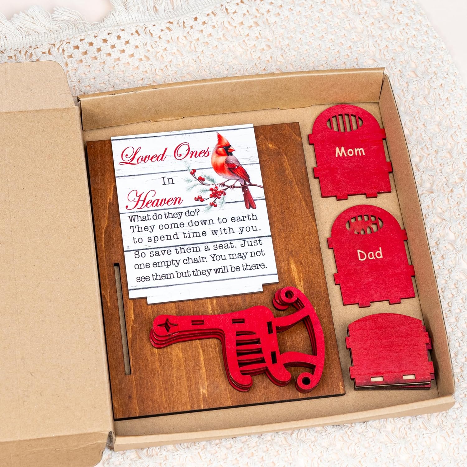 Skiennix Candleholders | Memorial Keepsake Sign with Empty Chair & Cardinal - Personalized Name Decor for Loved Ones